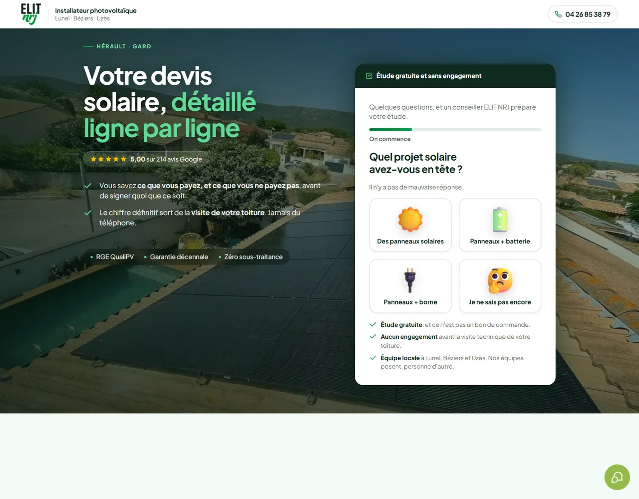 Premier écran de la landing page ELIT NRJ